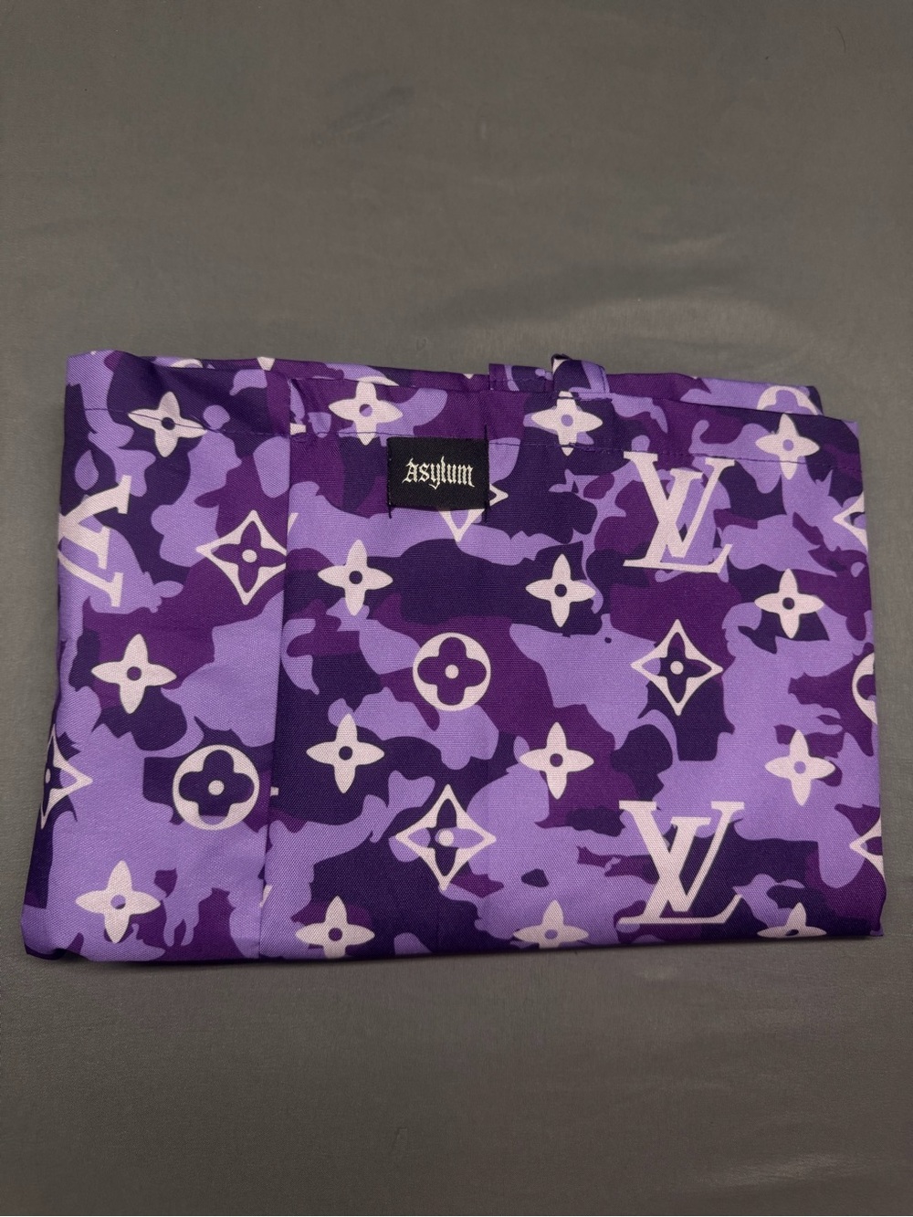 Purple Camouflage Duffel Tote with Monogram Pattern